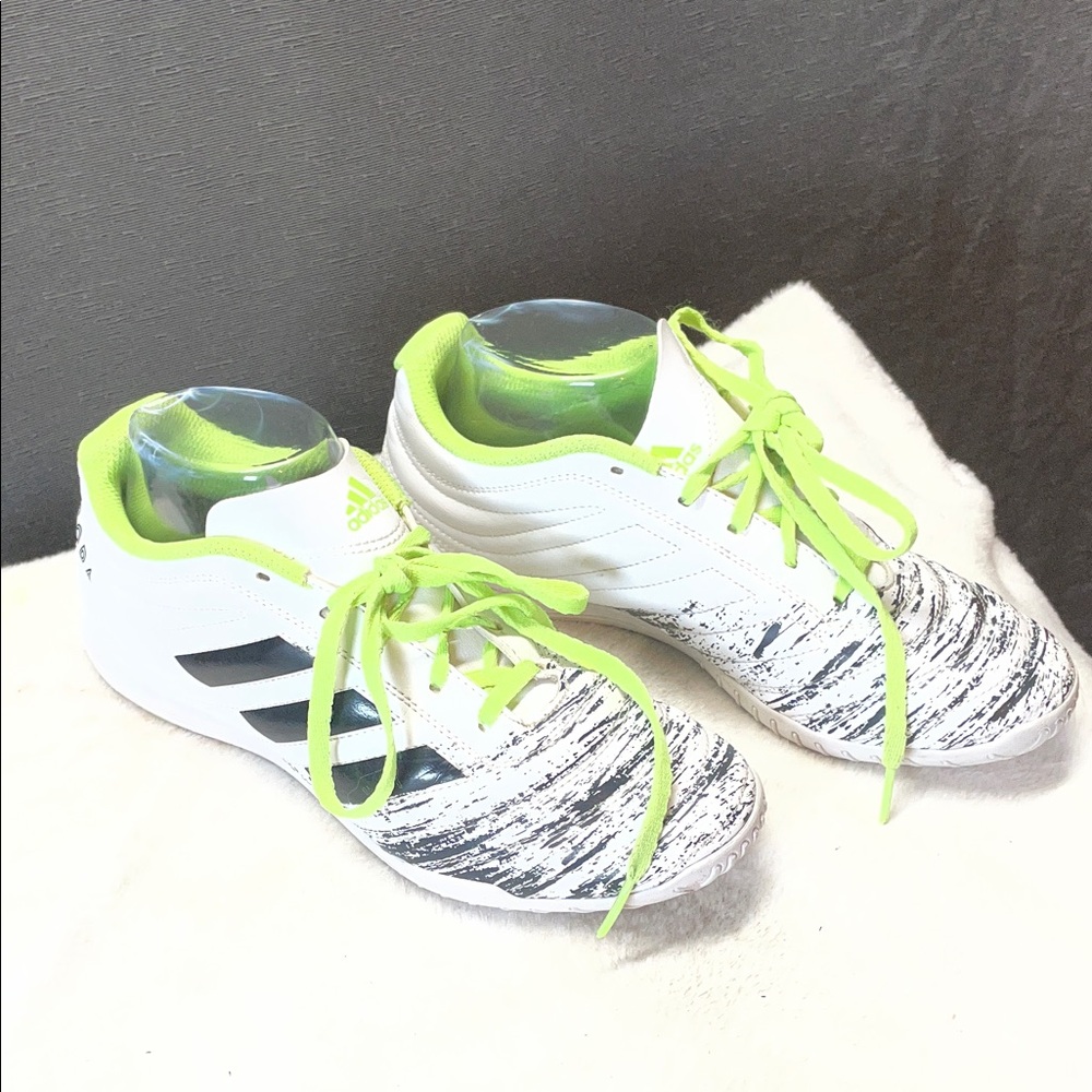 adidas Copa White Athletic Shoes with Neon Green‎ Accents